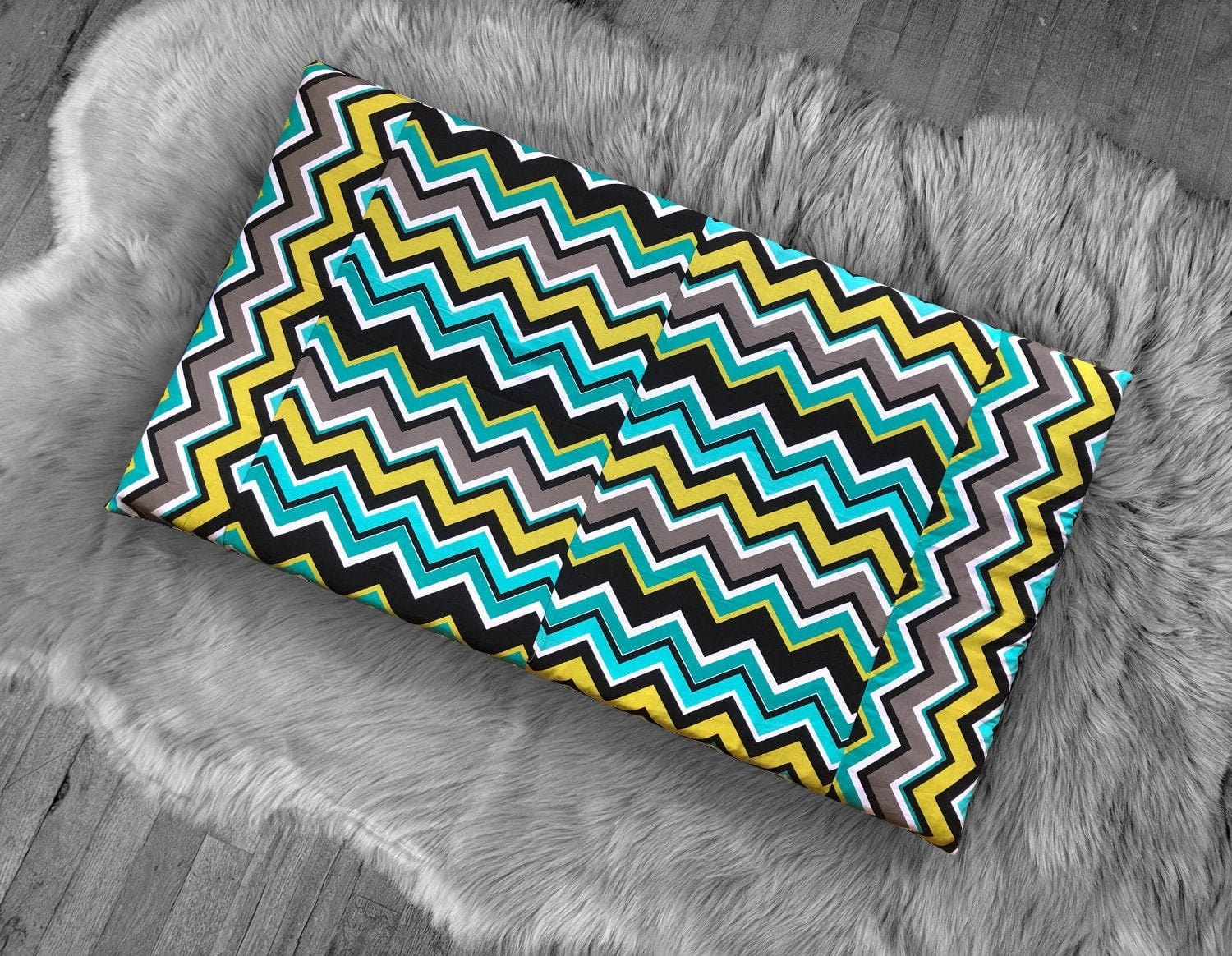 Rockin Cushions IKEA Bench Pad SALE IKEA Bankkamrat, Hemmahos, Stuva Bench Pad Cover  Chevron Pattern, Turquoise Blue Yellow